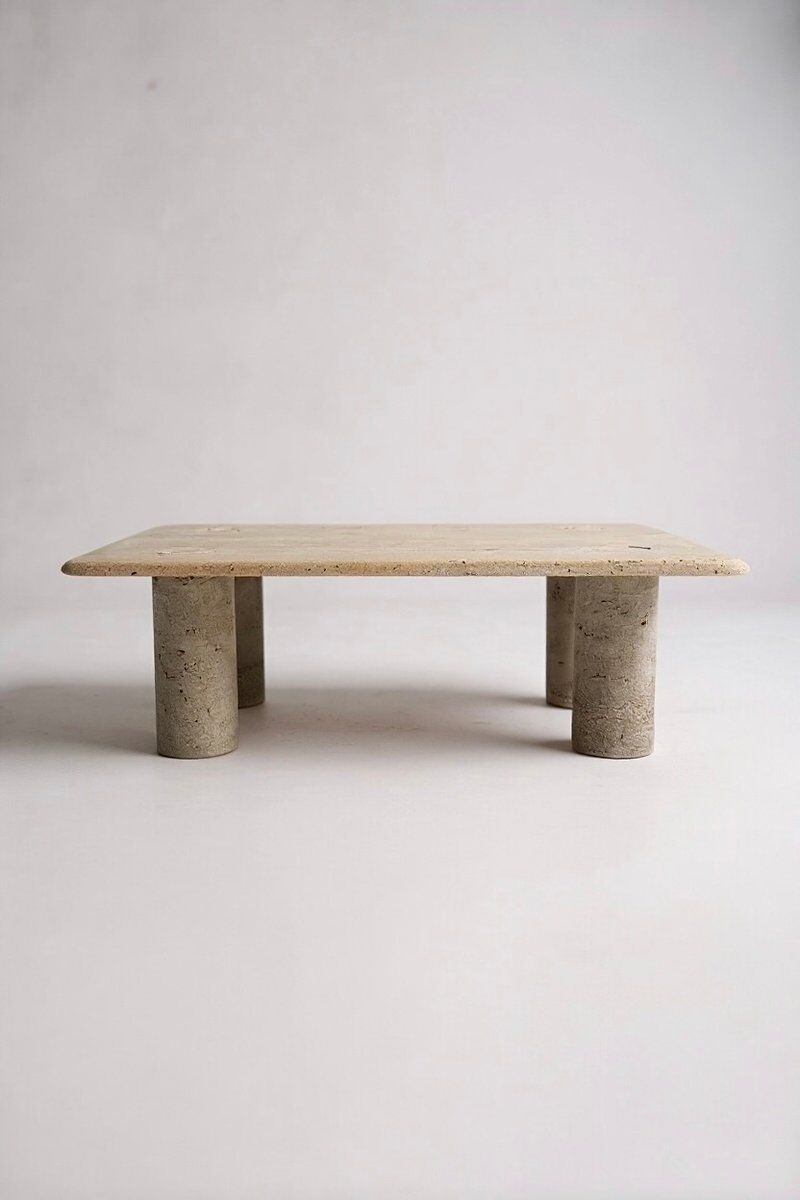 Travertine coffee table by Angelo Mangiarotti for Up & Up, 1970s.
