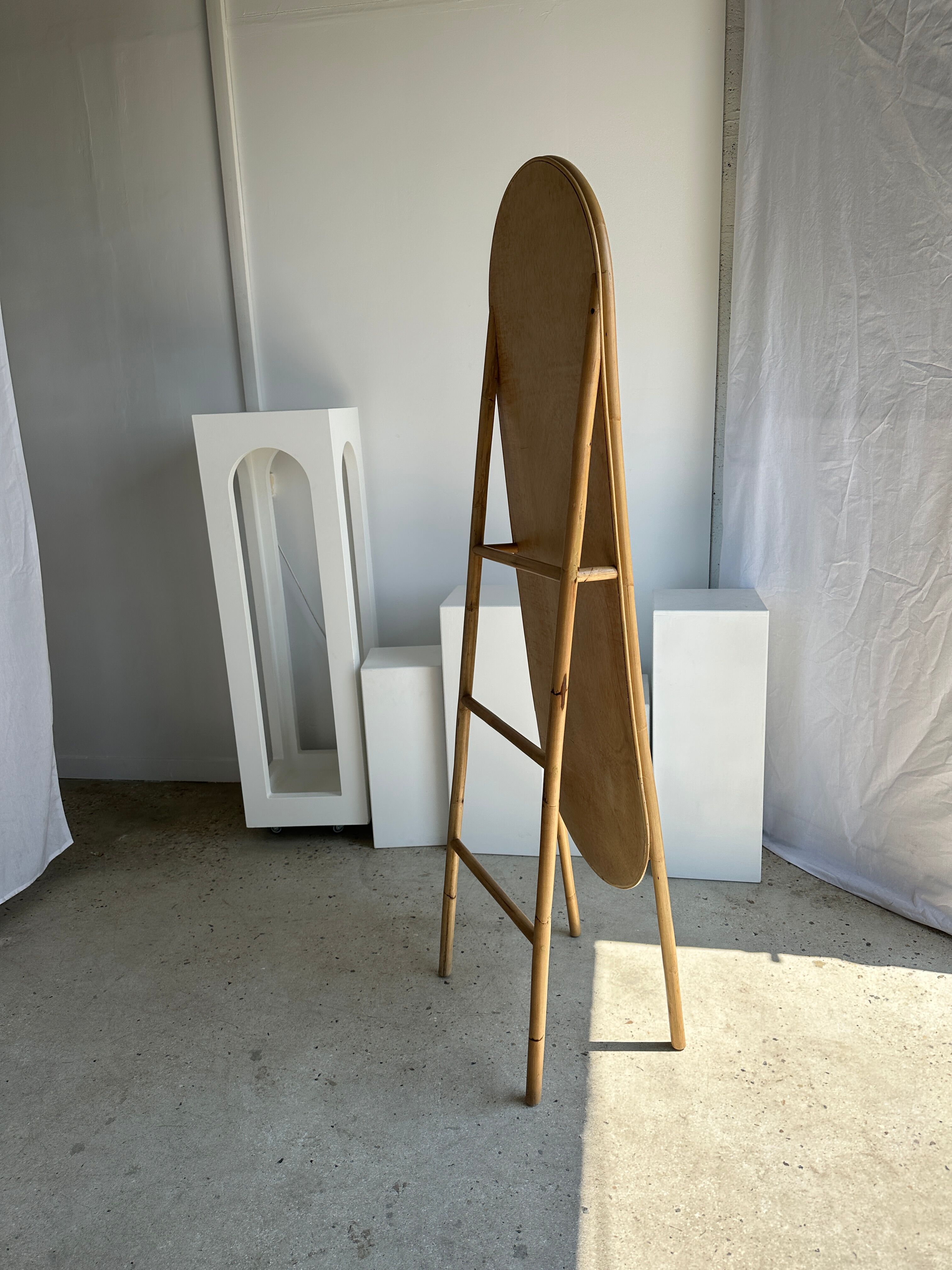 Floor mirror in bamboo and rattan H:1m80