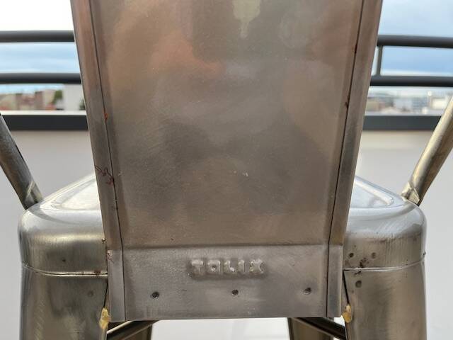 lot de 3 chaises de bar Tolix en acier brut (gris) verni