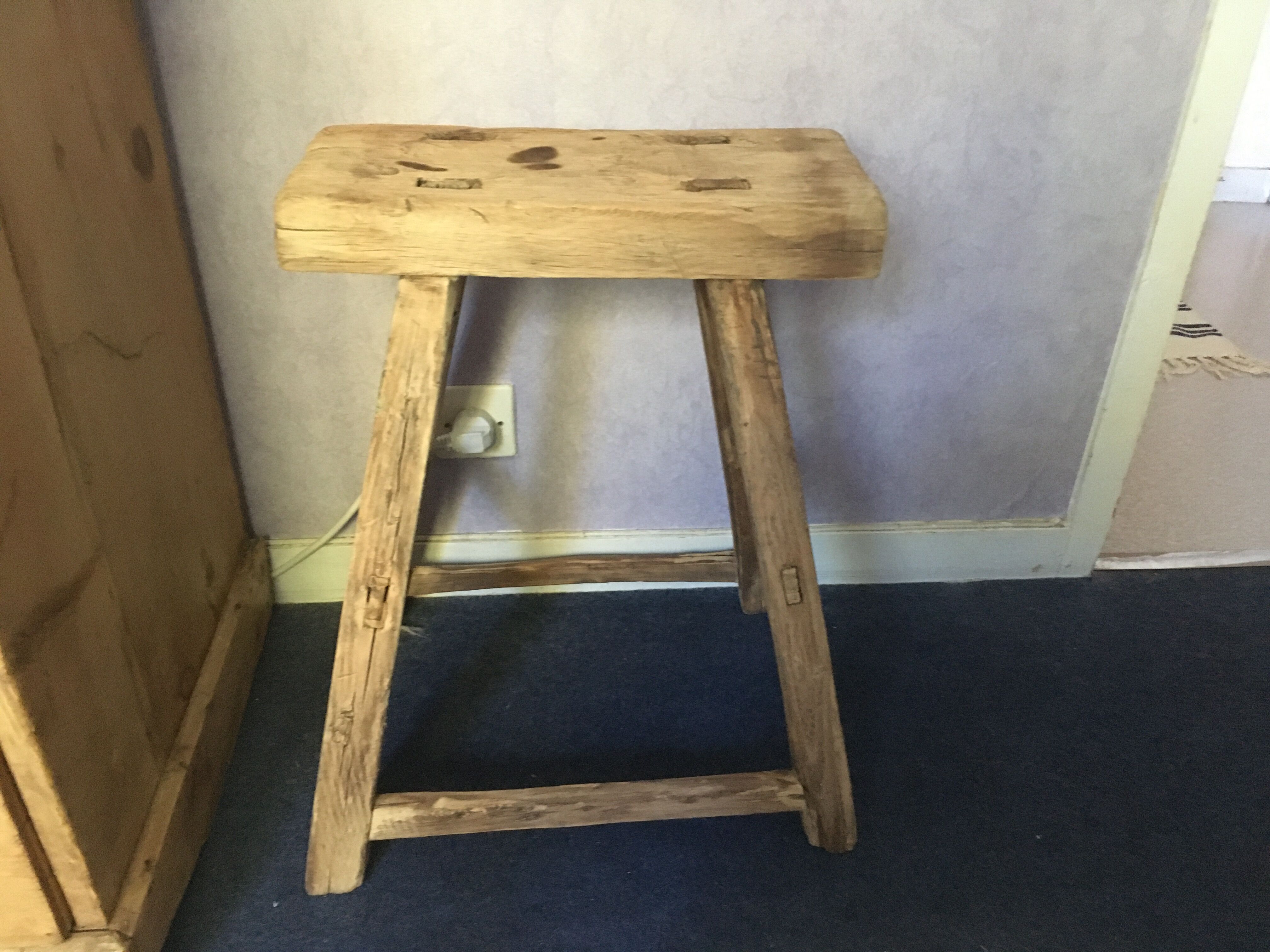Old elm wood stool