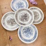 Set of 5 art deco plates 1960 old earthenware