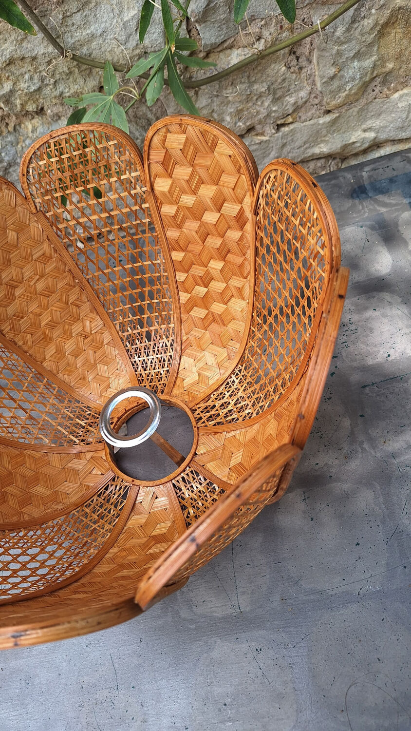 Rattan and wicker lampshade