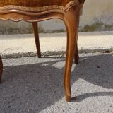 2 old chairs in walnut and velvet