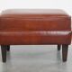 Pouf en cuir de mouton couleur cognac