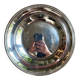 Round, hollow silver-plated metal dish