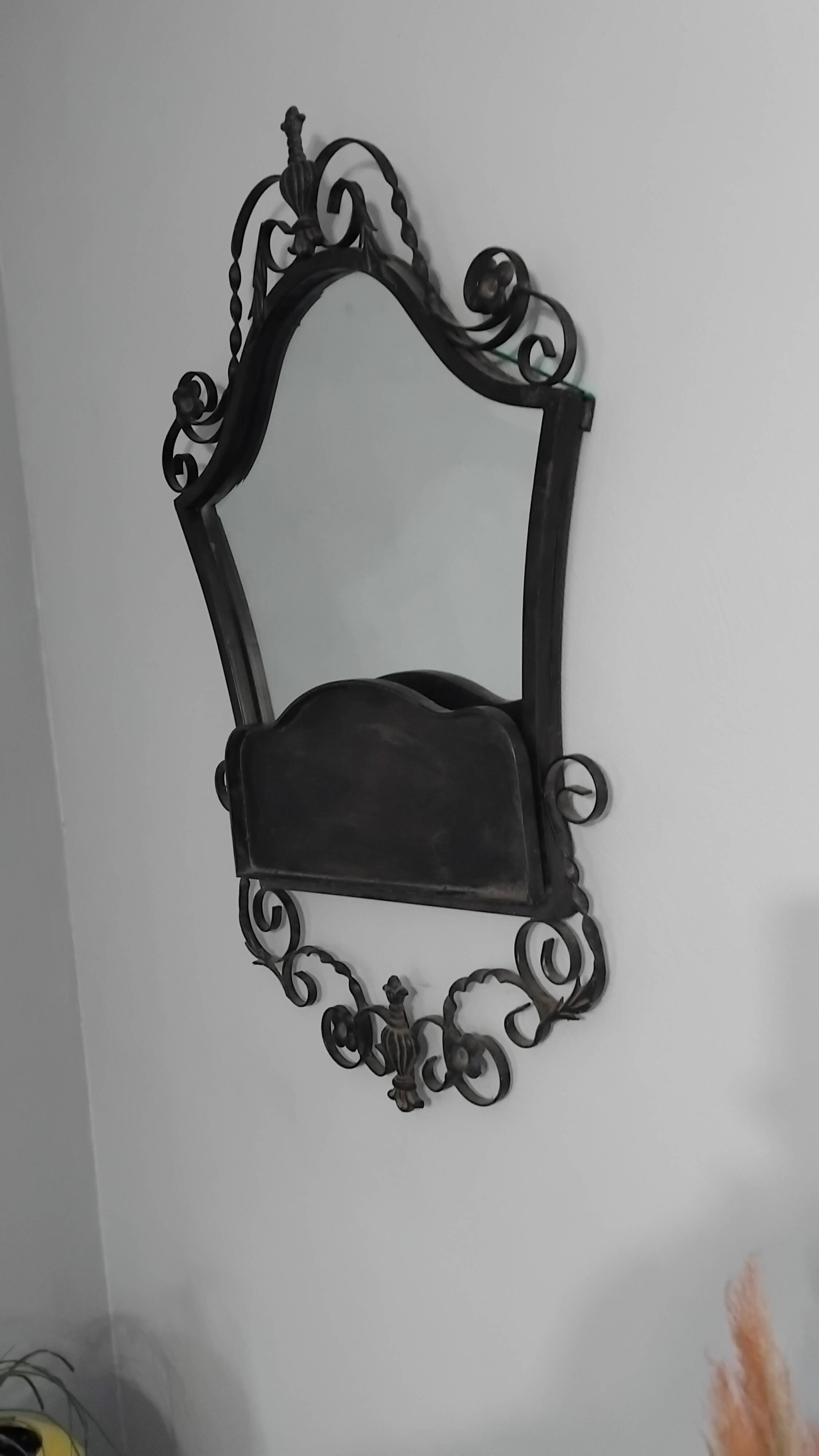 Vintage wrought iron entrance wall mirror
