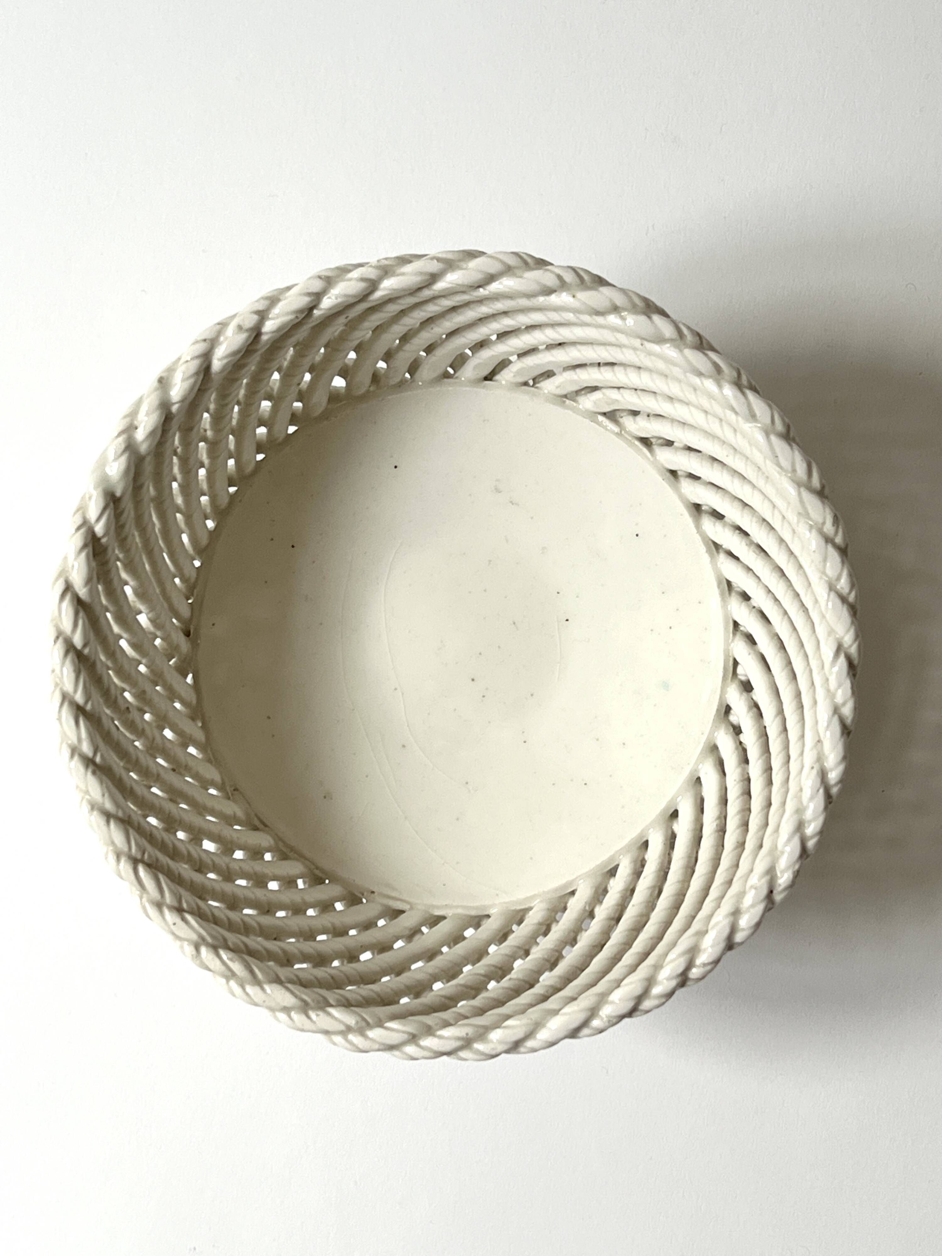 handwoven ceramic bowl/table centrepiece, Italy circa 1970