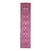 Vintage Turkish Oushak Handmade Cotton Purple Wool Runner Rug 74x345