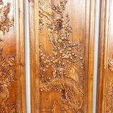 3 Panneaux en bois sculpté, Décors Floraux et Animaliers, Indochine