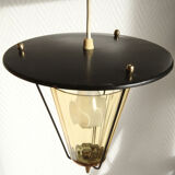 Scandivave amber glass metal and copper suspension lamp