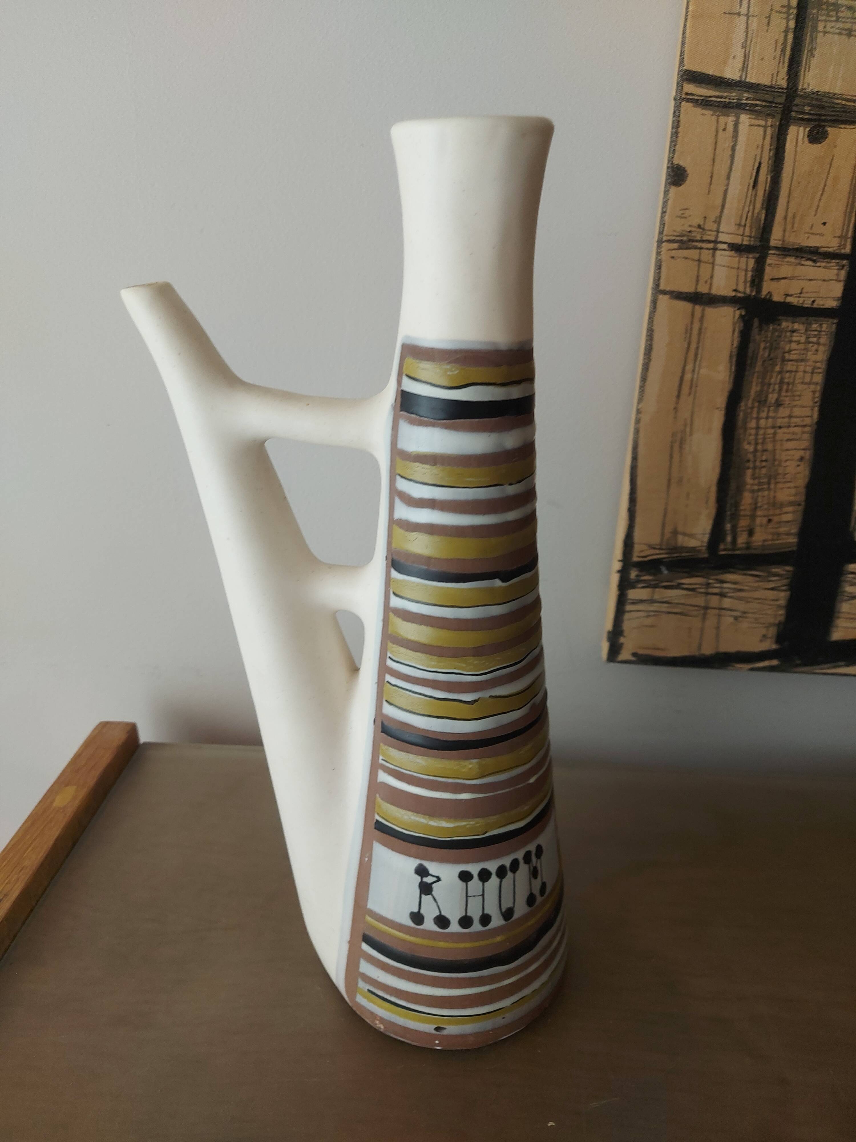 Ceramic pitcher " rum " roger capron , vallauris
