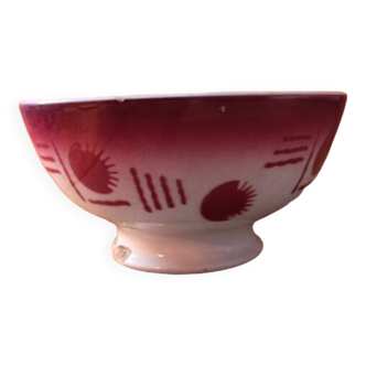 Digoin style ceramic bowl burgundy decor dpmc 0923234