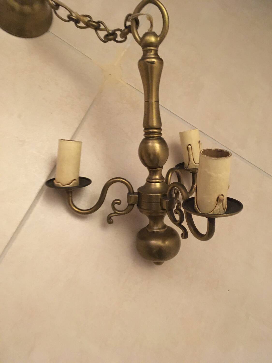 Vintage bronze ceiling chandelier.