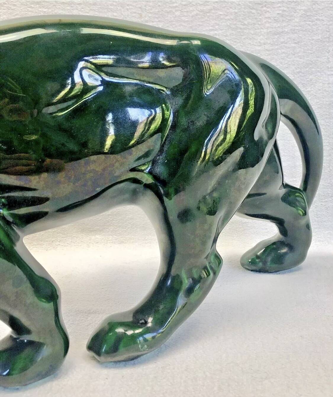 Ancienne statue statue lionne tigre Art Déco 1930 craquelé Saint Clément