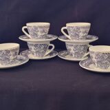 Set of six cups and saucers in opaline, vintage, RIVANEL
