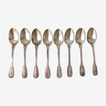8 silver metal spoons