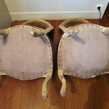 A pair of Louis XV style armchairs in wood and velvet fabrics