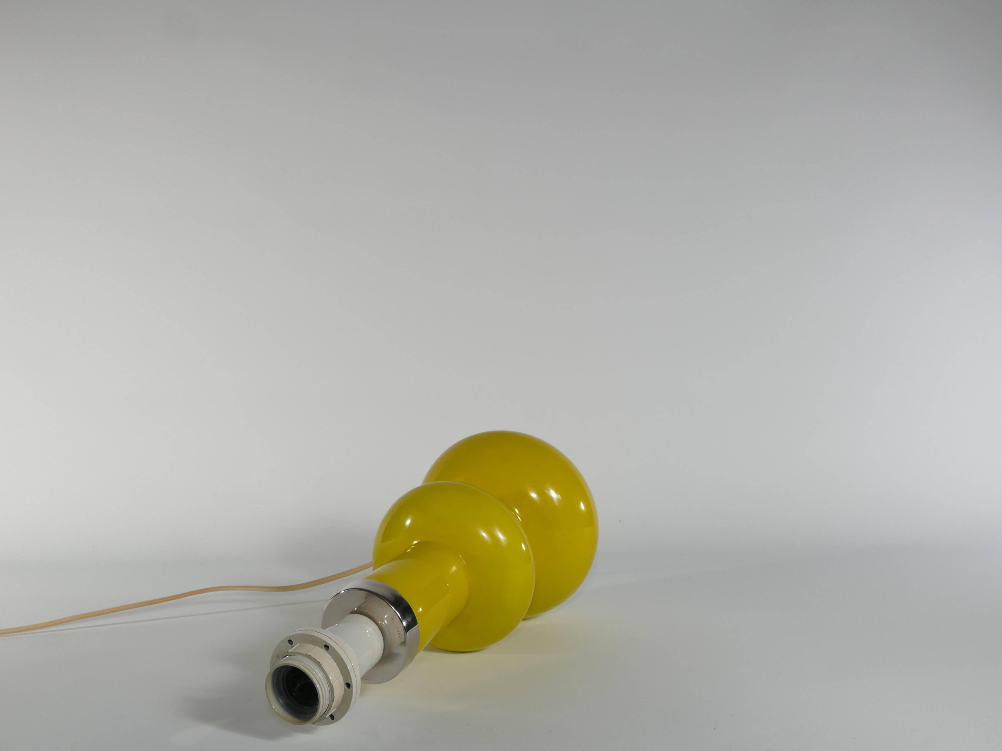 Mid-Century Modern Curvaceous Bright Yellow Glass Table Lamp by Orrefors, 1960s