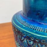 Italian blue ceramic vase Rimini by Aldo Londi for Bitossi, 1960s.