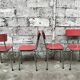 Series of 4 chairs in red formica and chrome 1950