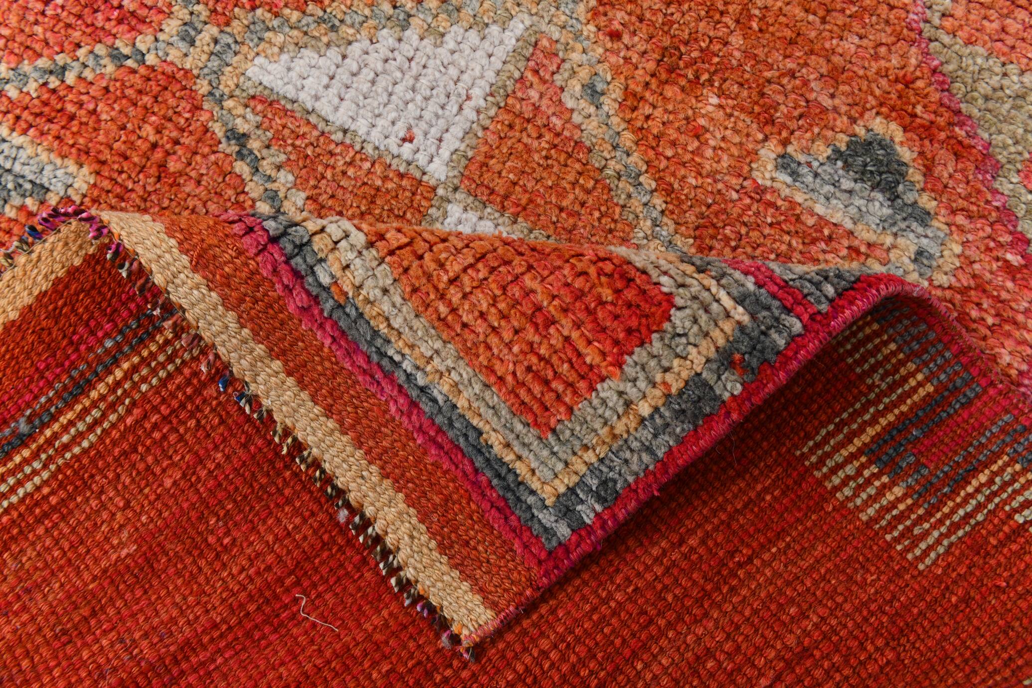 3x11 Red & Pink Super Soft Vintage Runner Rug, 98x335Cm