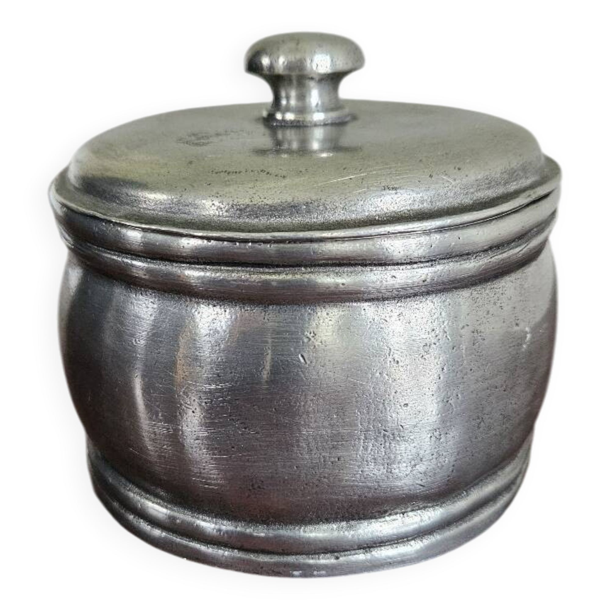 Antique round tin candy box