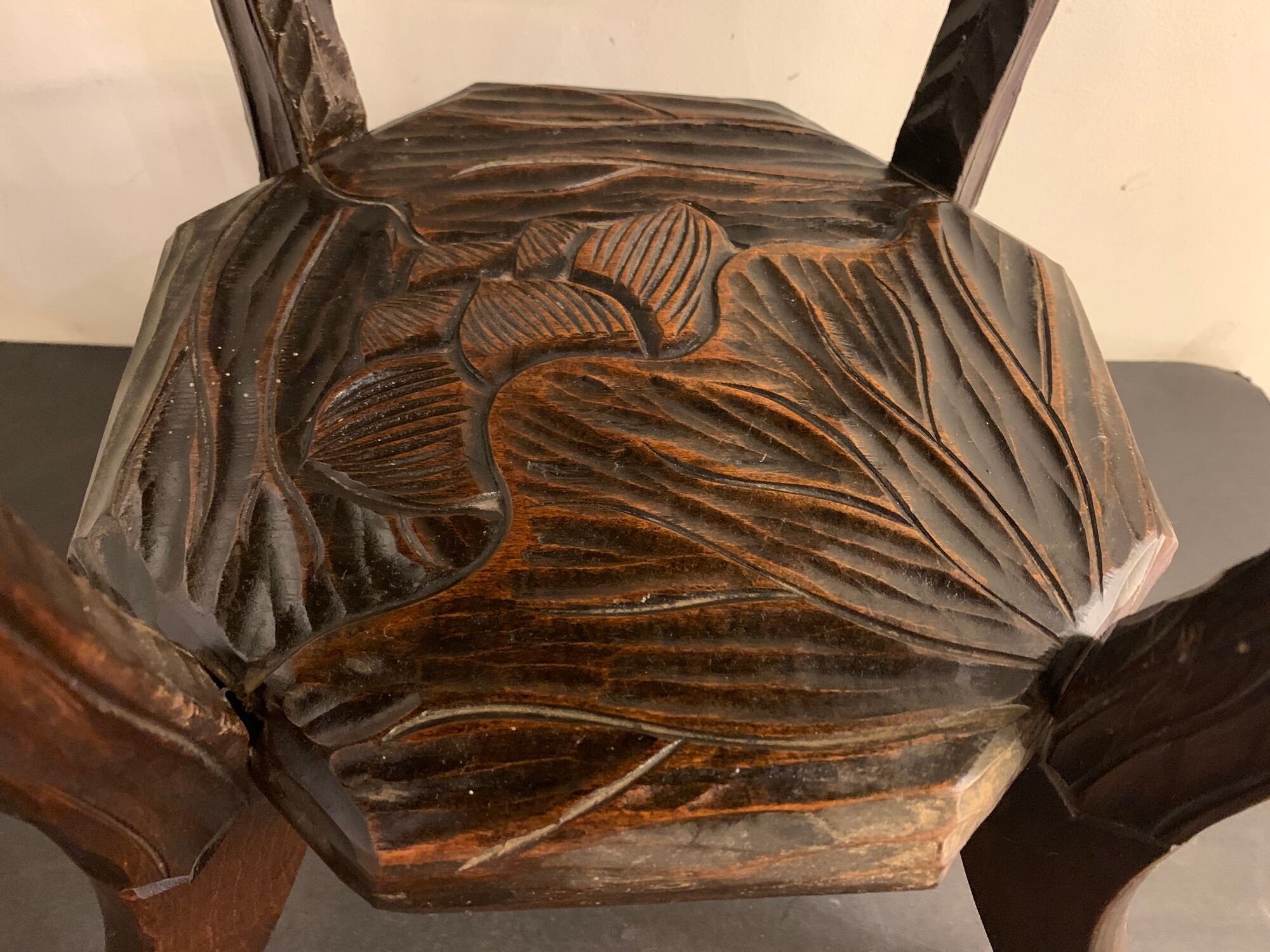 Japanese side table, carved wood, Liberty of London, 1900