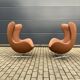 2x Fritz Hansen Egg chair by Arne Jacobsen in Cognac leather, new condition!