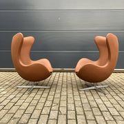 2x Fritz Hansen Egg chair by Arne Jacobsen in Cognac leather, new condition!