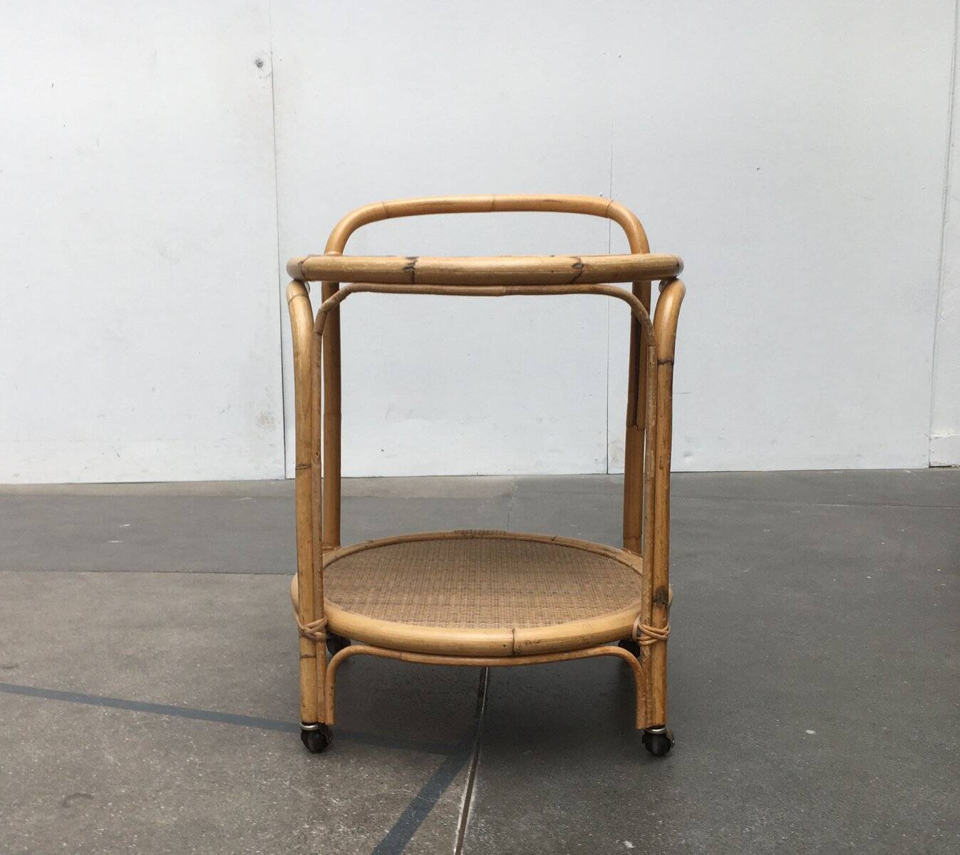 Vintage service dessert in Italian rattan and bamboo by Dal Vera.