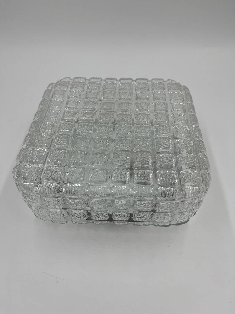 Square molded glass ceiling light with relief