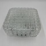 Square molded glass ceiling light with relief