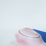 Pink slip gravy boat, “Fish” model, Pornic “Mélusine” earthenware, 1970