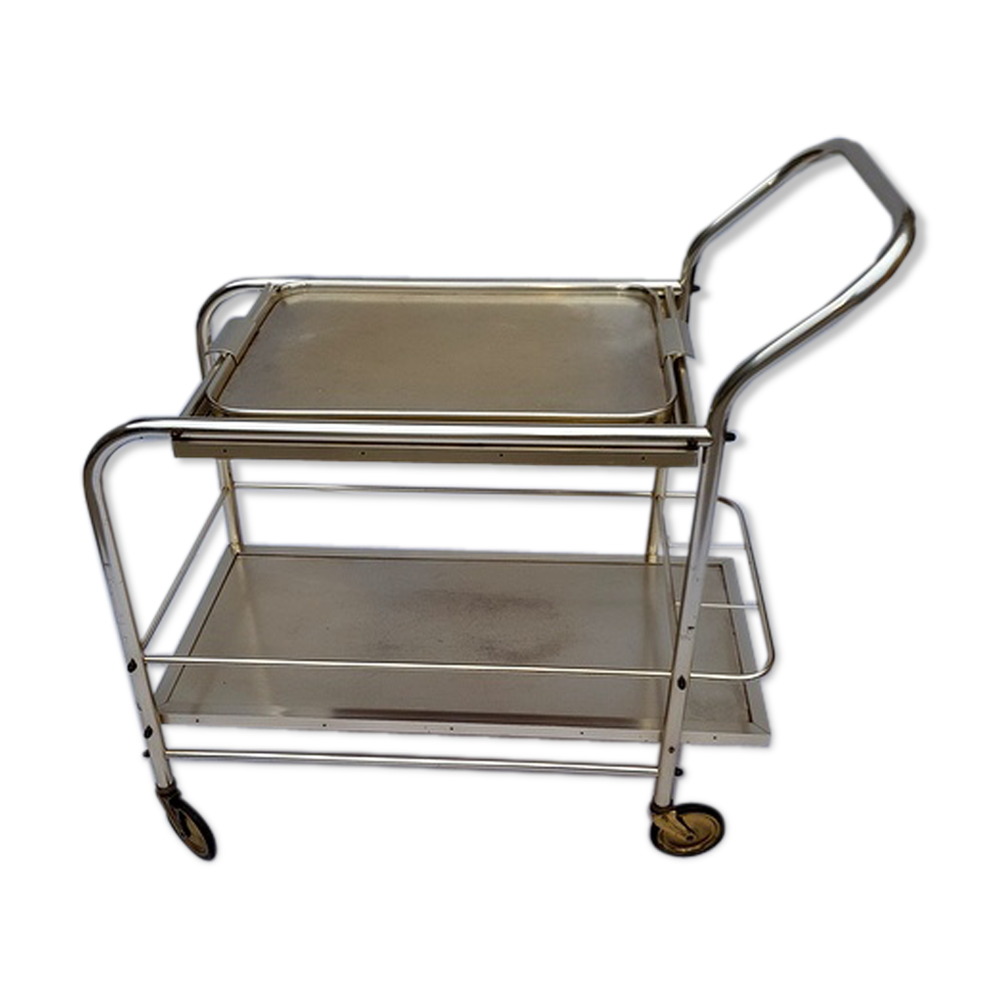 Chrome metal rolling bar 1970
