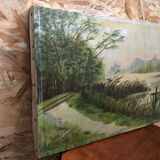 Old painting oil on canvas C. Guyon Campaign XIXth Vintage