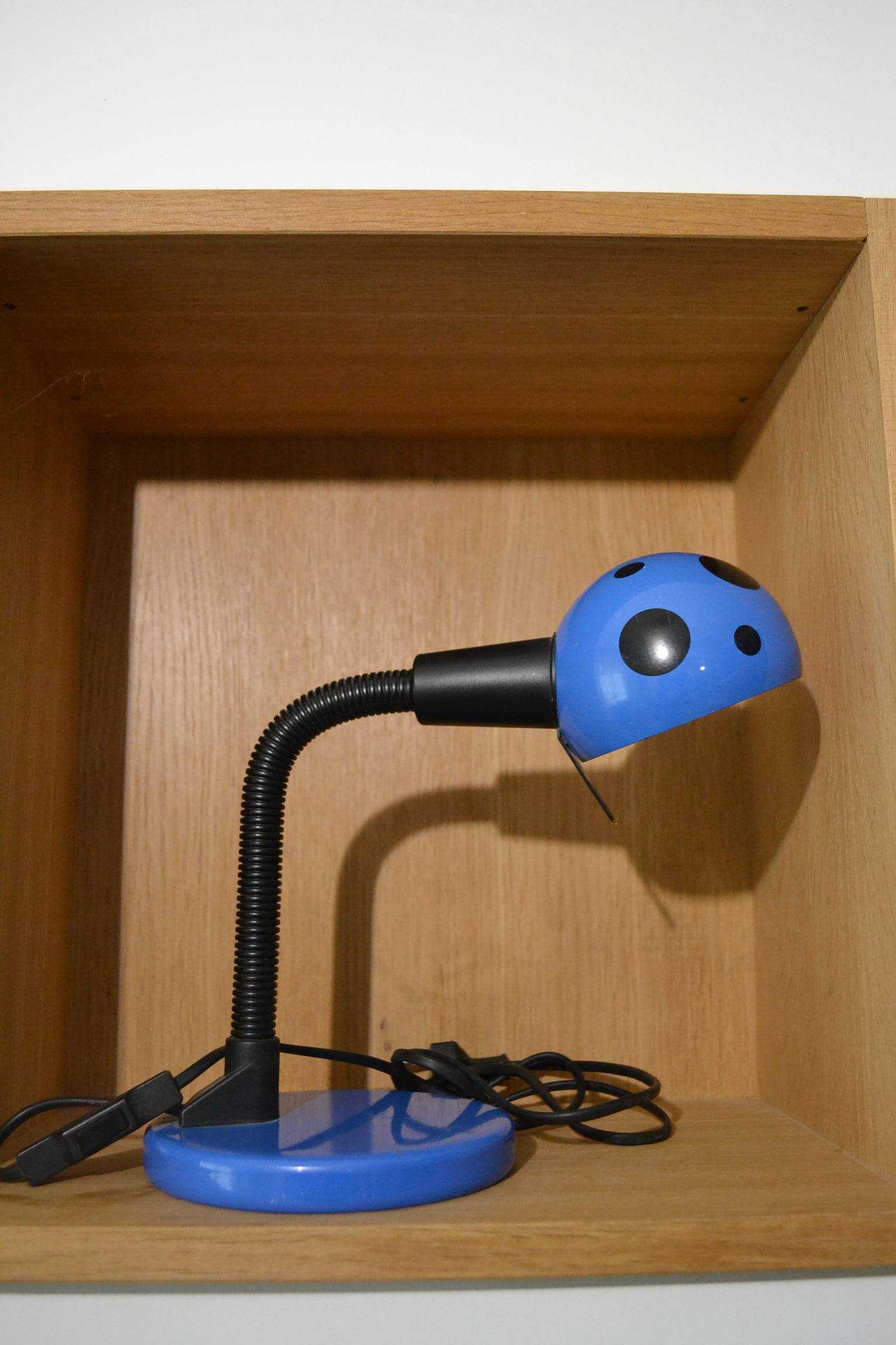 blue metal desk lamp