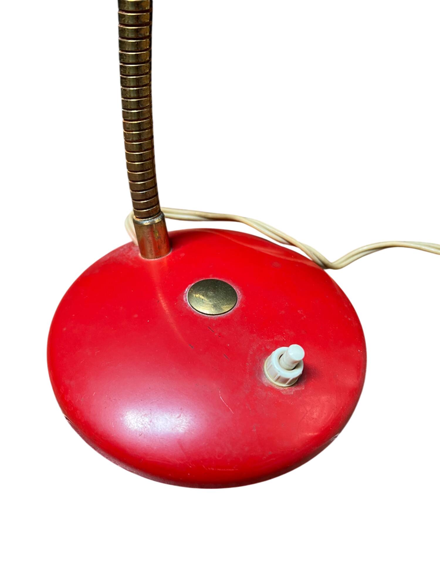 Red metal desk lamp