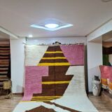 Large Berber Rug Abstract Design 300x200cm - Pink, Yellow & Brown