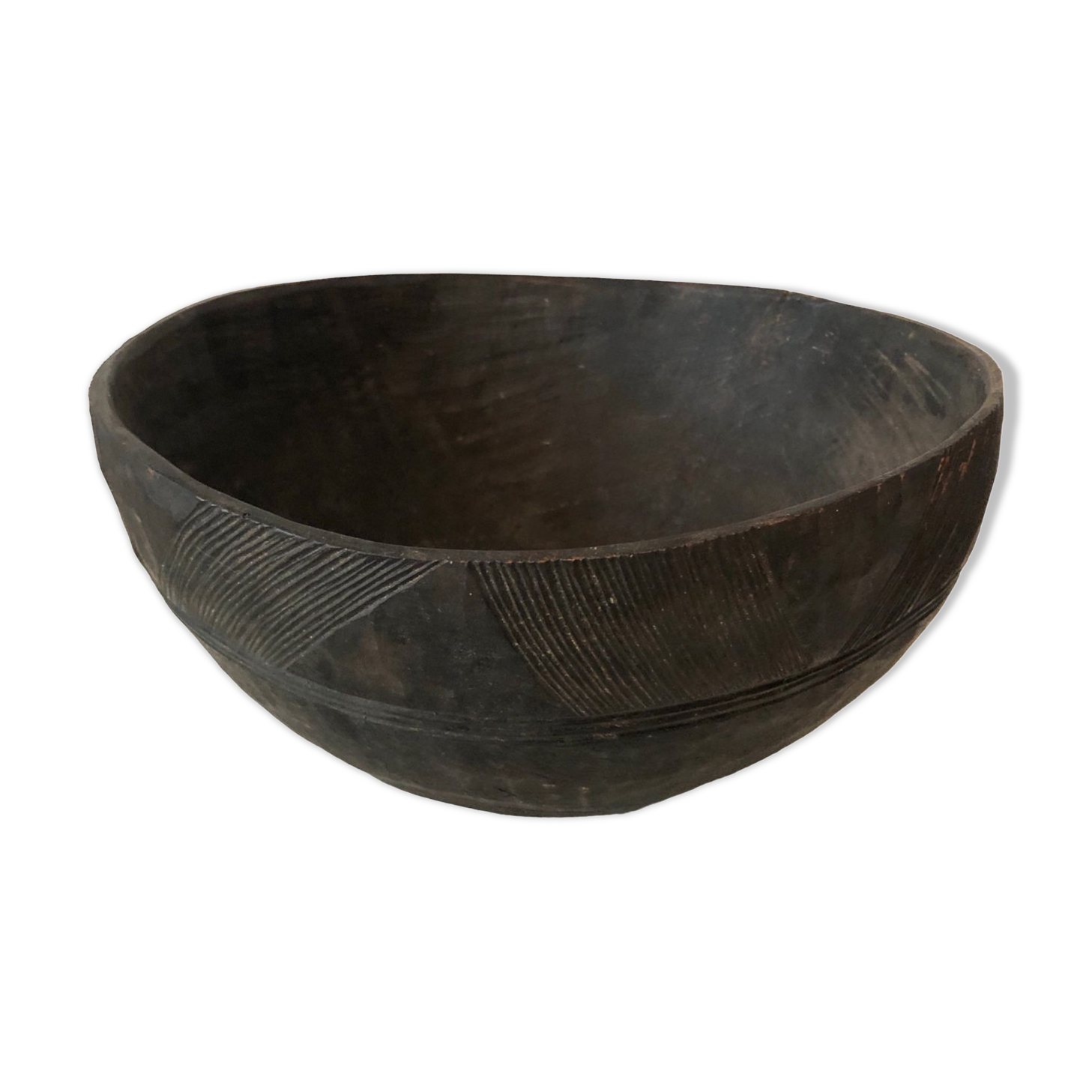 Pot sculpté bois noir africain