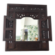 Vintage Indonesian teak shuttered mirror
