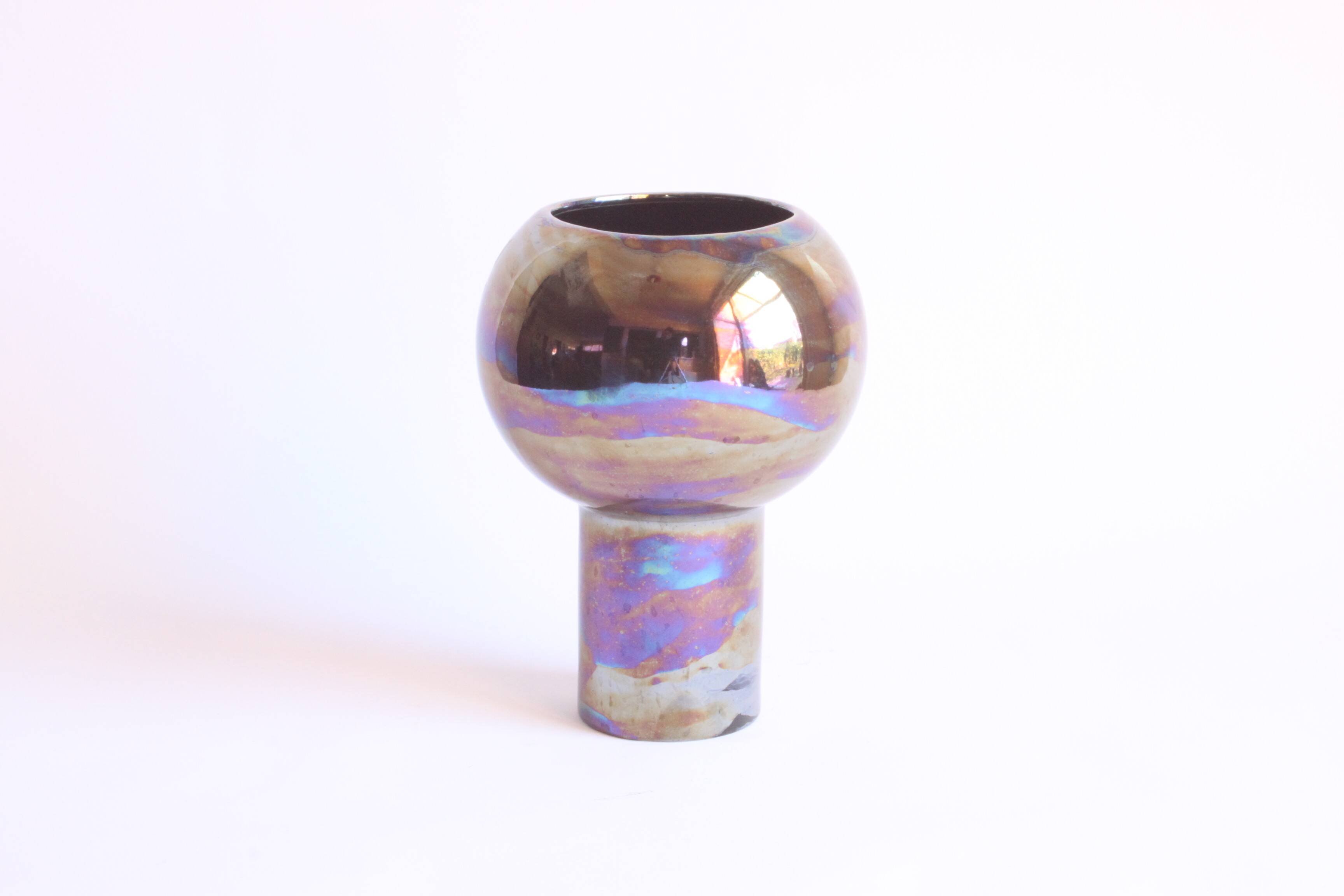 Metallic glaze ceramic vase, 1980s