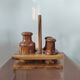 Vintage olive wood condiment service