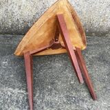 Scandinavian tripod triangular coffee table, teak, vintage, year