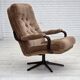 1970s, Danish swivel armchair, furniture corduroy, dark beech wood.
