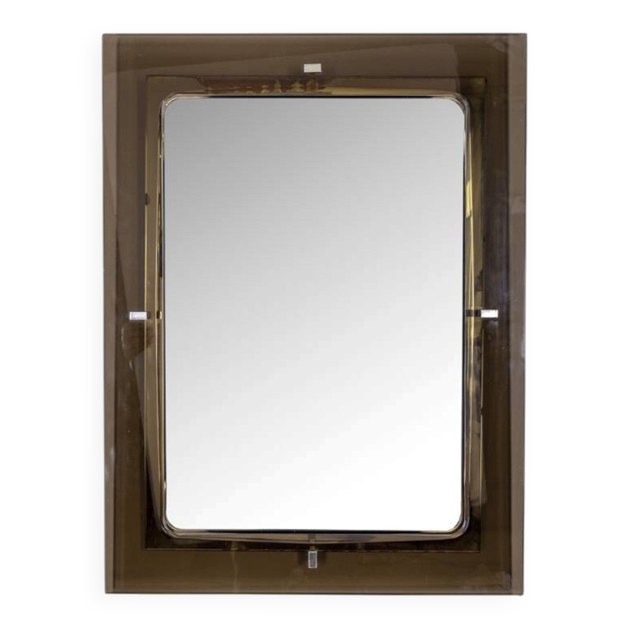 Vintage 1970s wall mirror in smoked glass, Italian design