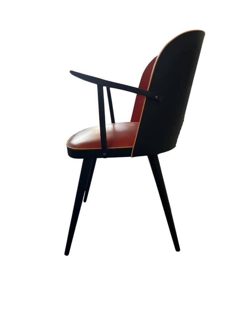 Vintage red rockabilly chair with armrest