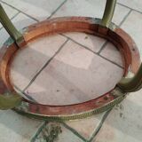 Old oval table with marble top, Louis XVI style