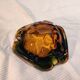 Murano green and yellow blown glass ashtray, 1970