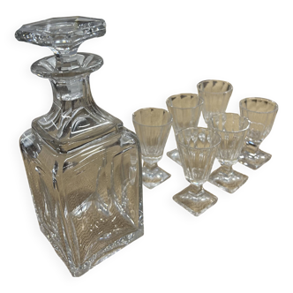 Carafe and its 6 aperitif glasses