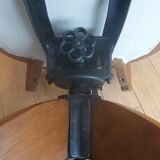 American armchair solid oak and swivel and tilting leather early twentieth fully restored